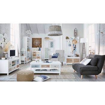 Butaca kilim crudo con rayas azul marino Jimmy | Maisons du Monde