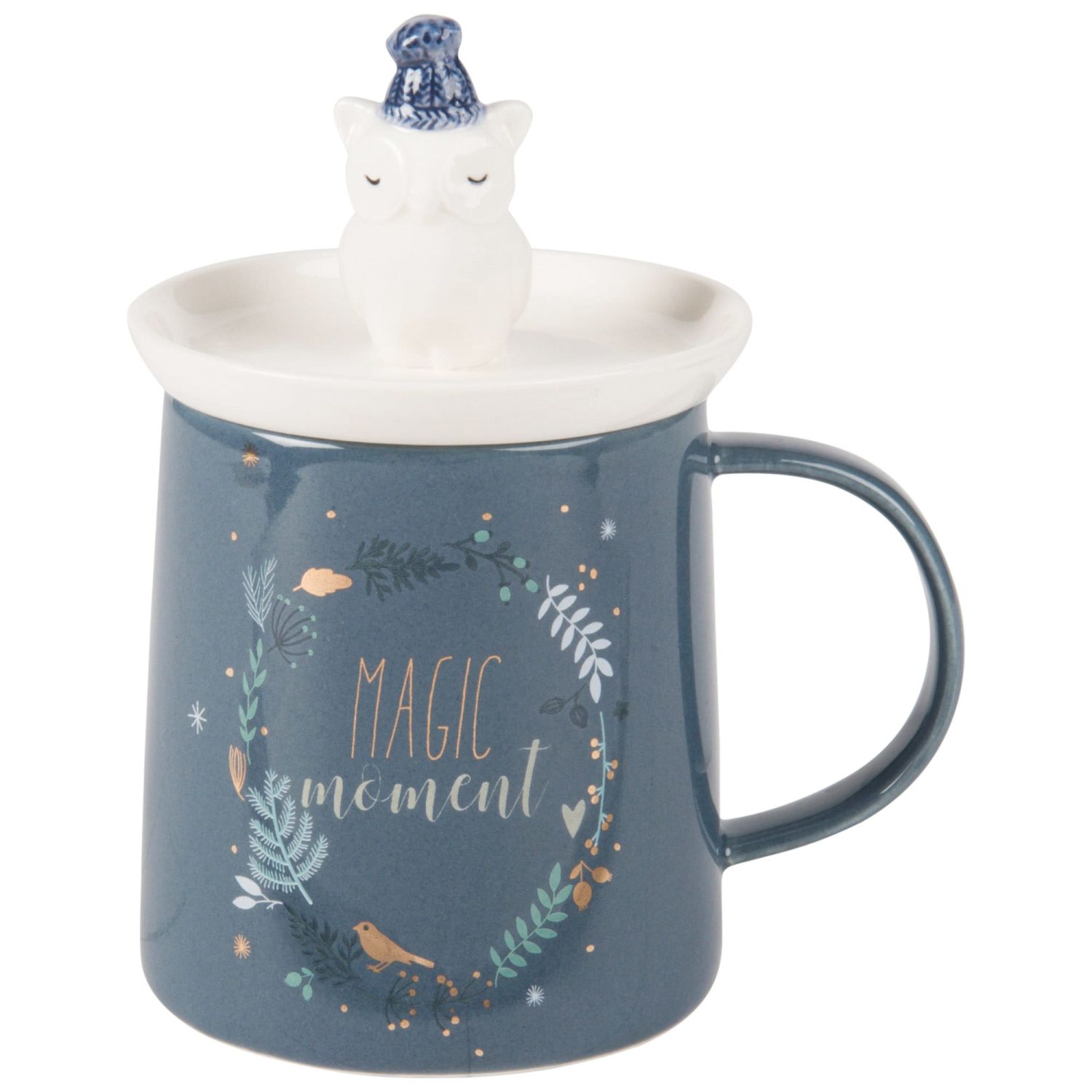 Mug avec couvercle hibou en porcelaine bleu nuit Sweety Maisons du Monde