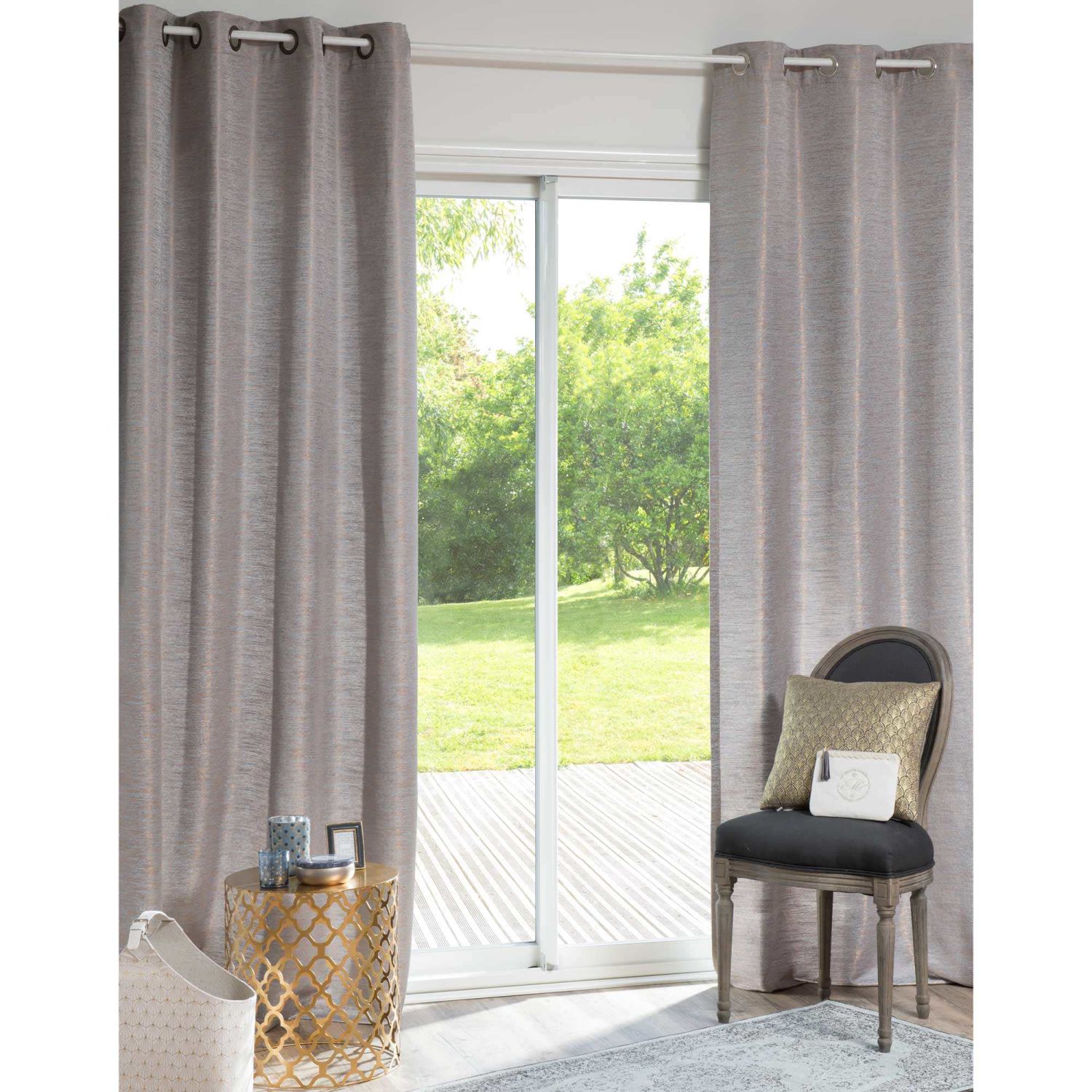 Ösenvorhang blau/kupferfarben 140x250 | Maisons du Monde