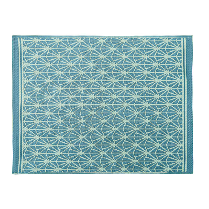 Outdoor Teppich Blau Mit Weissen Grafikmotiven 150x200 Costa