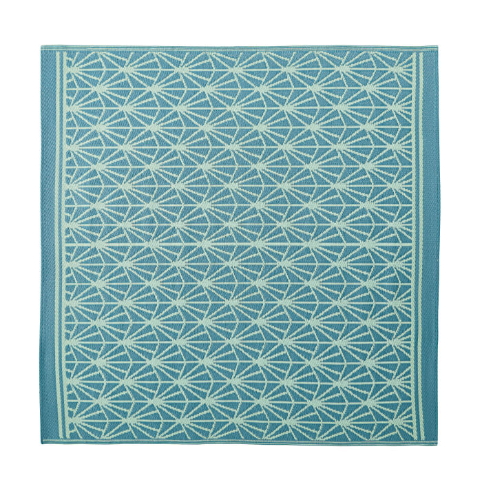 Outdoor Teppich Blau Mit Weissen Grafikmotiven 180x180 Costa