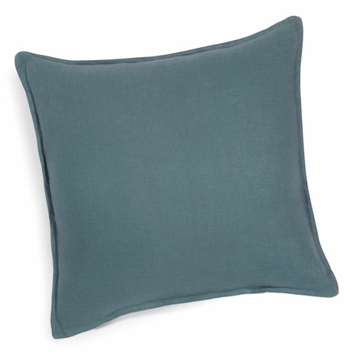 Petrol Blue Washed Linen Cushion 60x60 Maisons du Monde