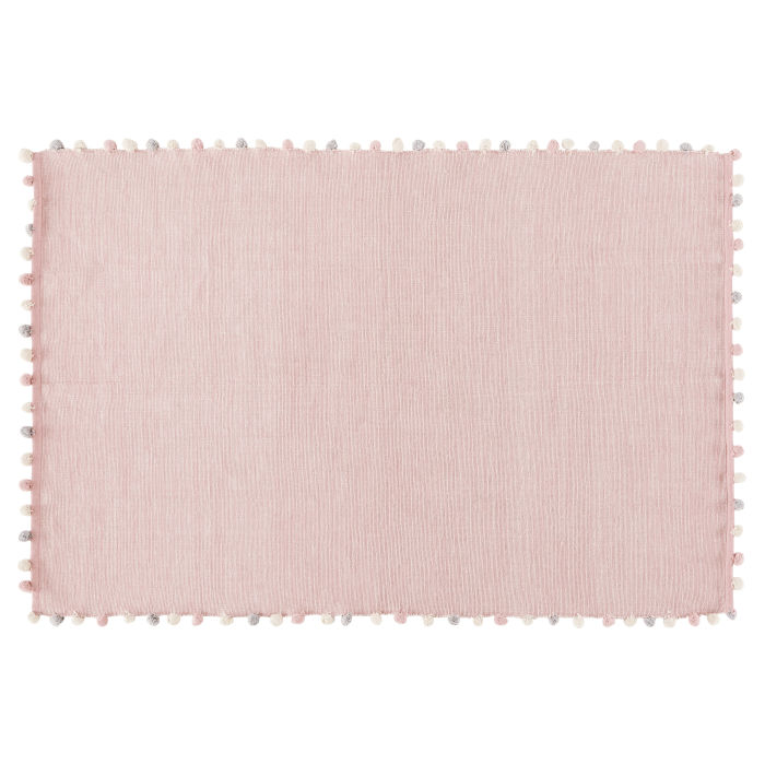 Pink Cotton Rug With Pom Poms 120x180