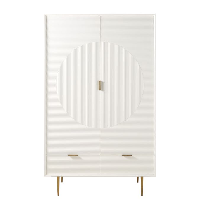 Satin Finish White Pine 2 Door 2 Drawer Wardrobe Riverside