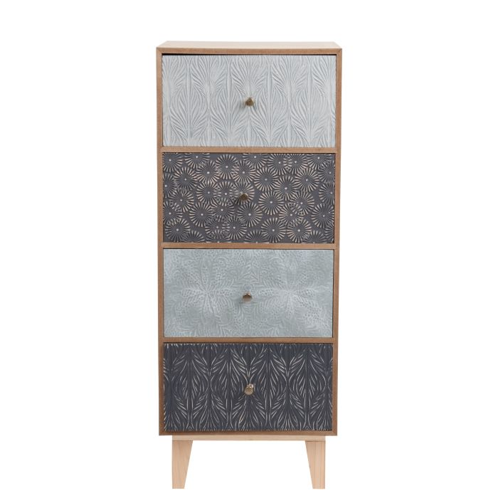 Small 4 Drawer Storage Unit With Engraved Print Knokke Maisons