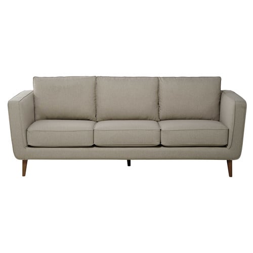 Sofá 3/4 plazas de tela Lemans beis mezclilla Nils | Maisons du Monde