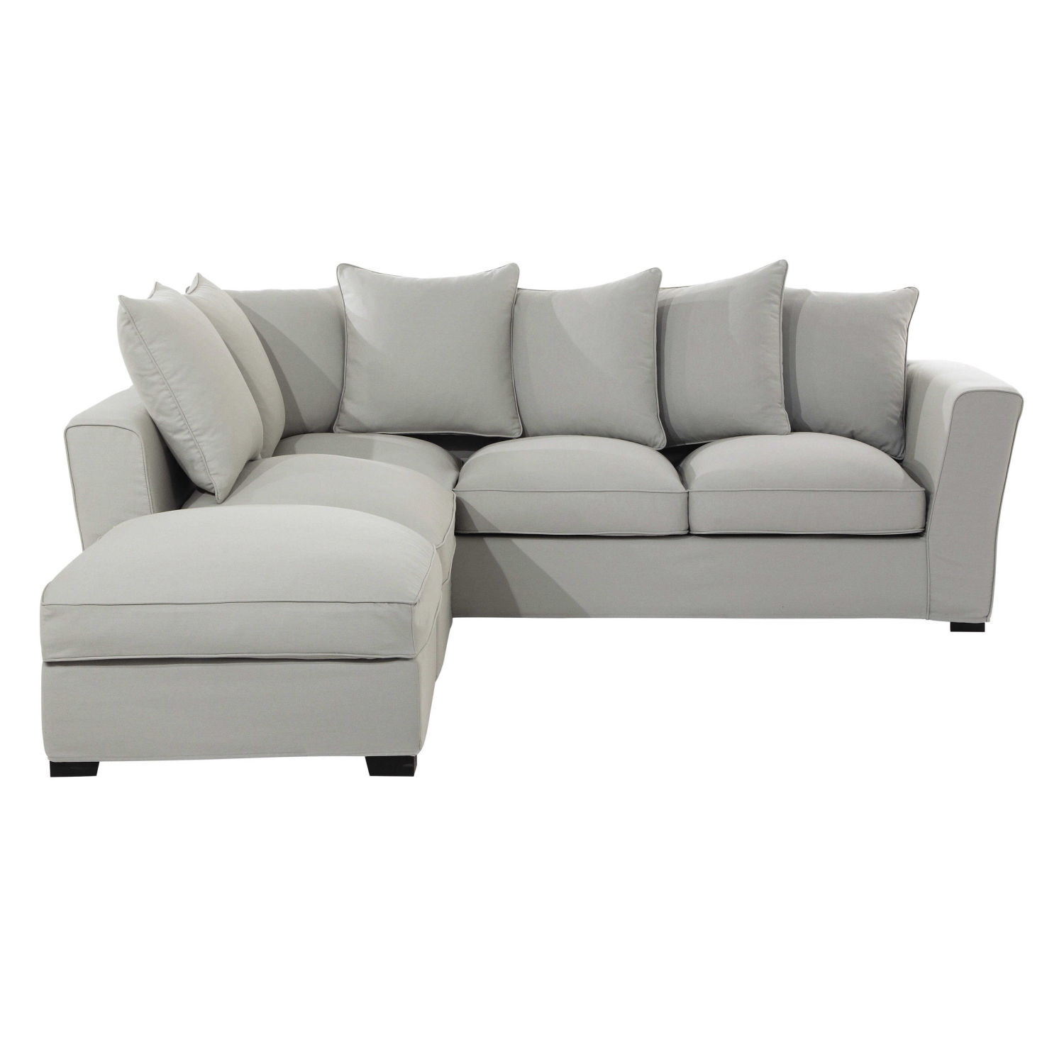 Sofá esquinero de 5 plazas de algodón gris claro Balthazar Maisons du