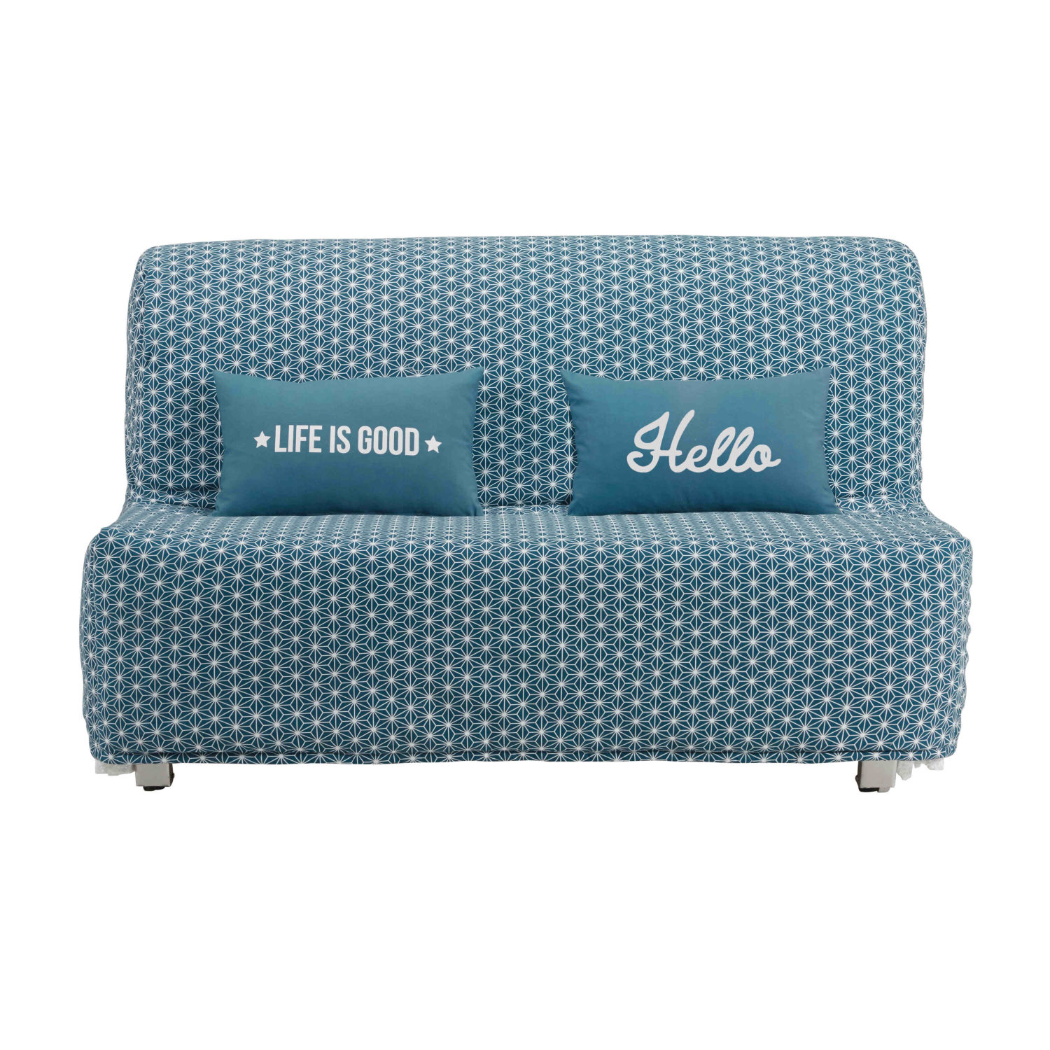 Star-Print Teal Blue Cotton Futon Sofa Bed Cover | Maisons du Monde