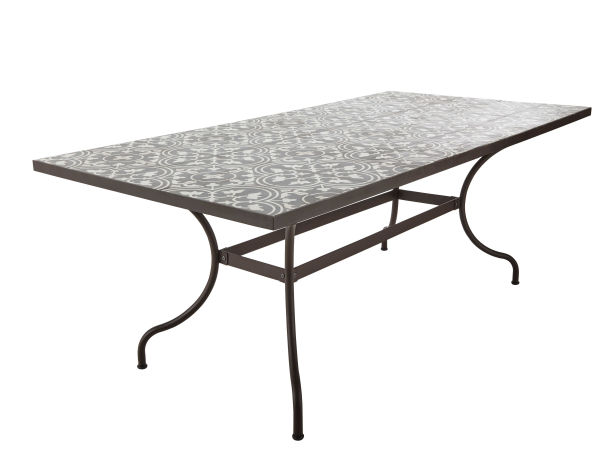 Table de salle à manger en métal et carreaux de ciment L 200 cm Rosa
