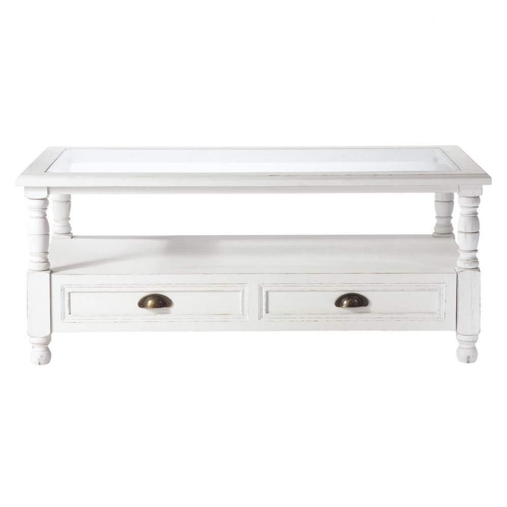 Table basse 2 tiroirs blanche Maisons du Monde