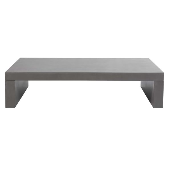 Table basse de jardin en ciment effet béton gris clair L 130 cm Graphite
