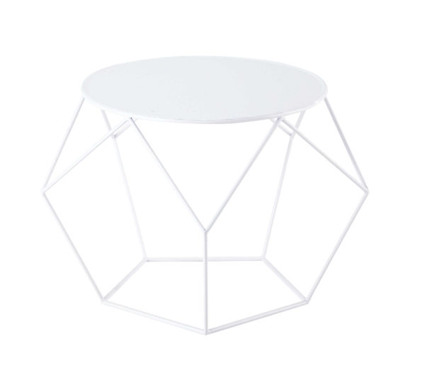 Table basse ronde en métal blanche D 64 cm Prism