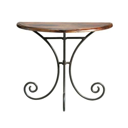 Table console demilune en fer et bois de sheesham massif L 90 cm Luberon Maisons du Monde