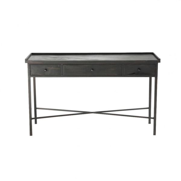 Table console indus en métal noire L 130 cm Edison