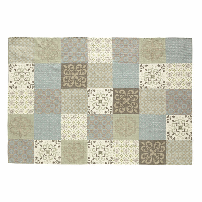 Tappeto Con Motivi A Mattonelle In Cemento 140 X 200 Cm