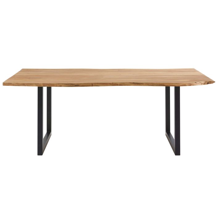 Tavolo Da Pranzo Stile Industriale In Acacia E Metallo Nero 200 Cm