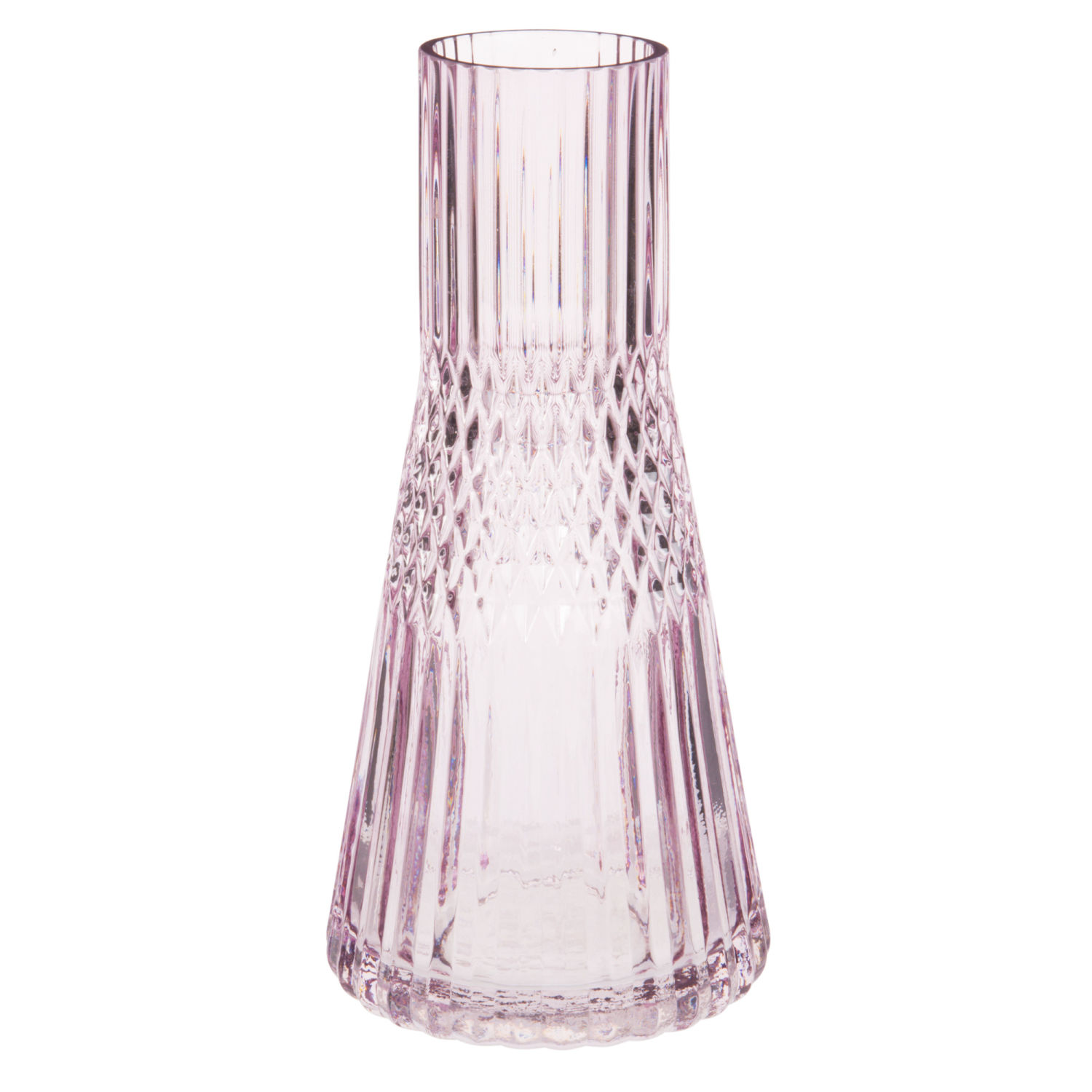 Vase en verre taillé teinté rose H25 Maisons du Monde