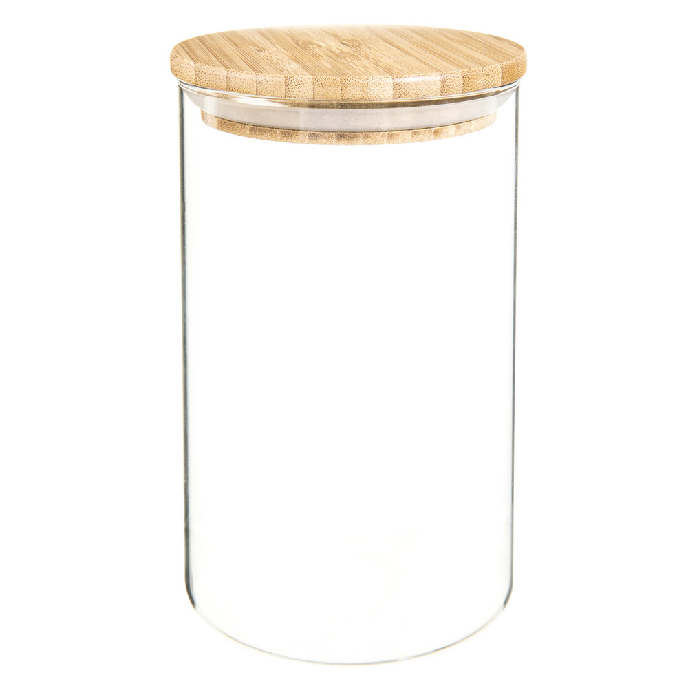 Vorratsglas SCANDINAVIAN aus Glas und Bambus, H 17 cm