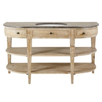 Waschtischmöbel mit 2 Schubladen aus recyceltem Kiefernholz und blauem