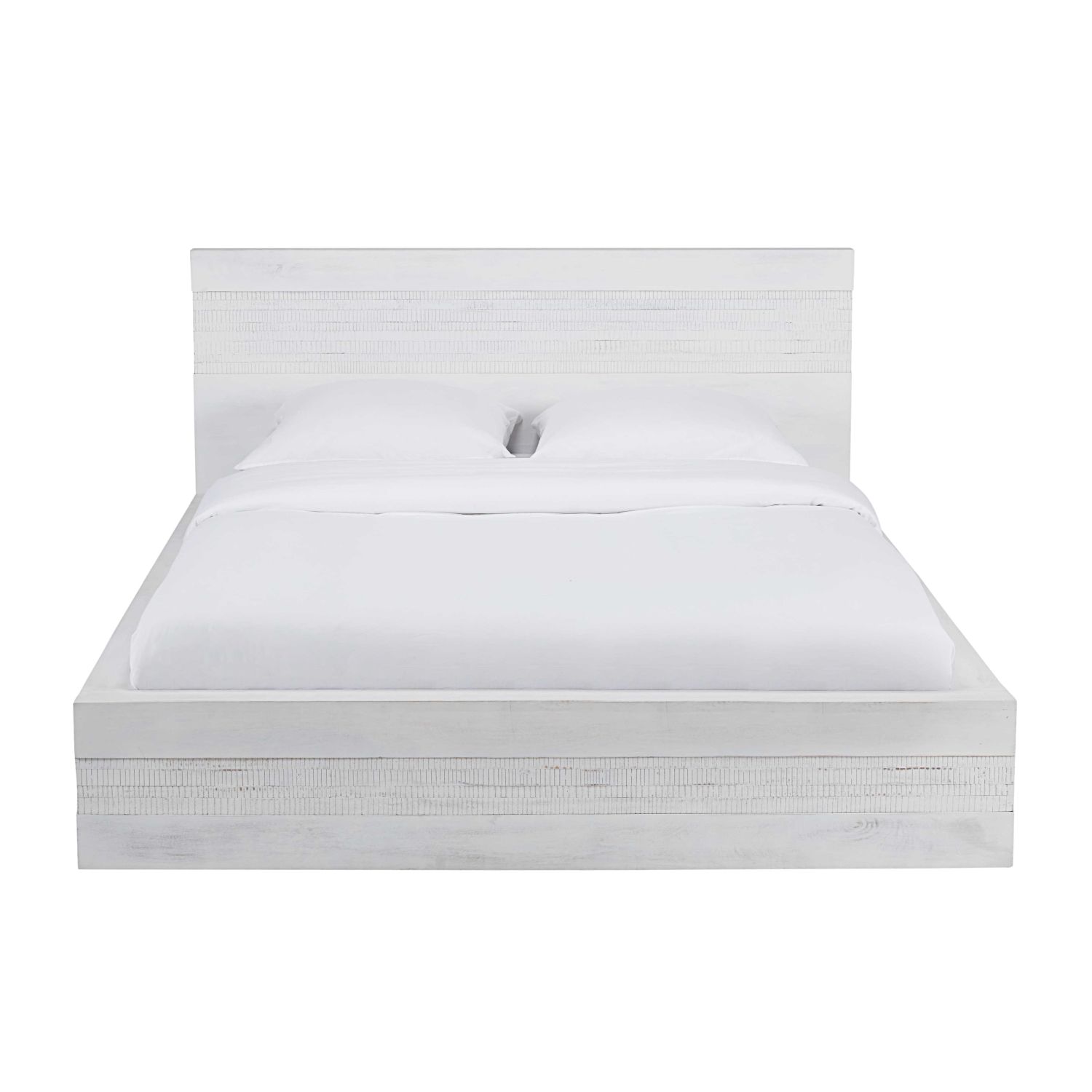 Weißes Bett aus gealtertem, massivem Mangoholz 140 x 190 | Maisons du Monde