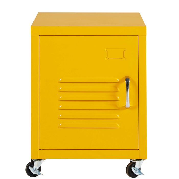 Yellow Metal Bedside Table On Wheels Loft Maisons Du Monde
